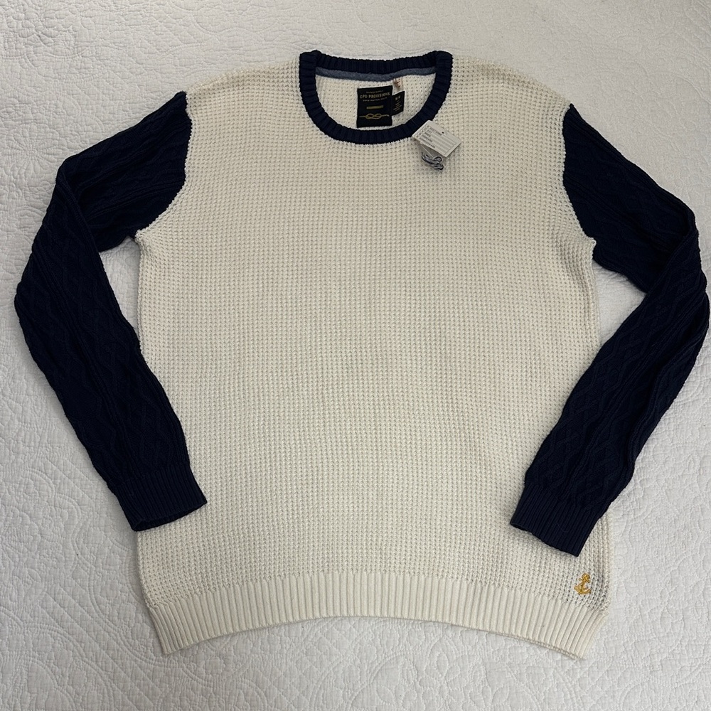 New Urban outfitters cpo provisions Men's White Navy fishermans Sweater s medium